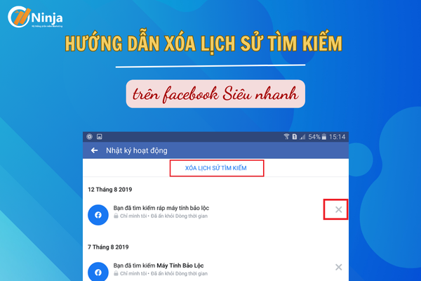 xóa lịch sử tìm kiếm trên Facebook